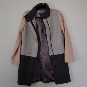 RARE! J.Crew Colorblock Funnel Neck Coat